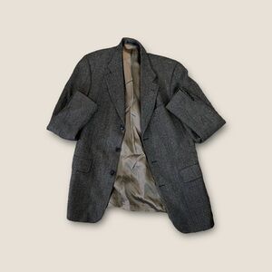 Boss Hugo Boss Cashmere Wool Chevron Sport Coat Taupe Gray Tan 40L